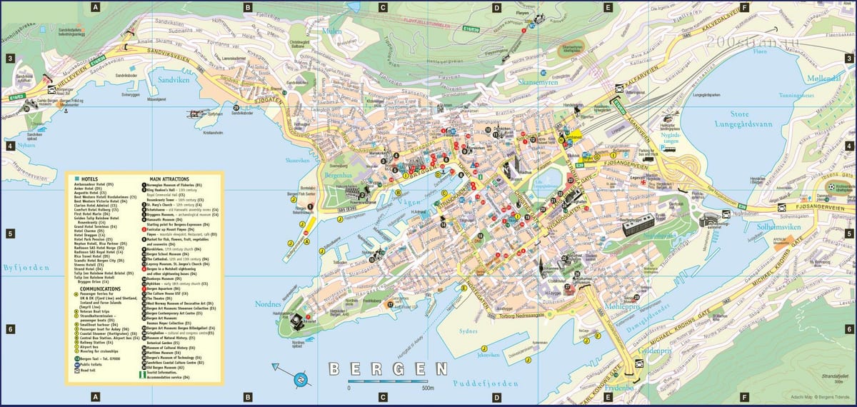 bergen Norveç şehir haritası