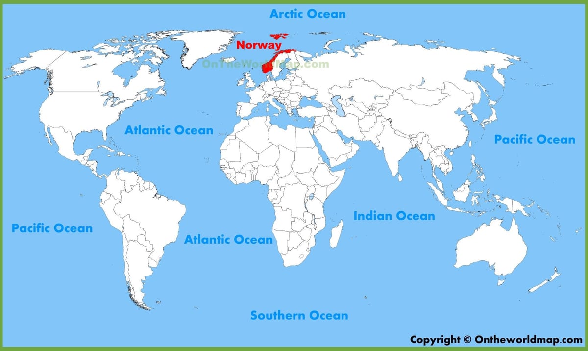 dünya haritası Norveç gösteriliyor 