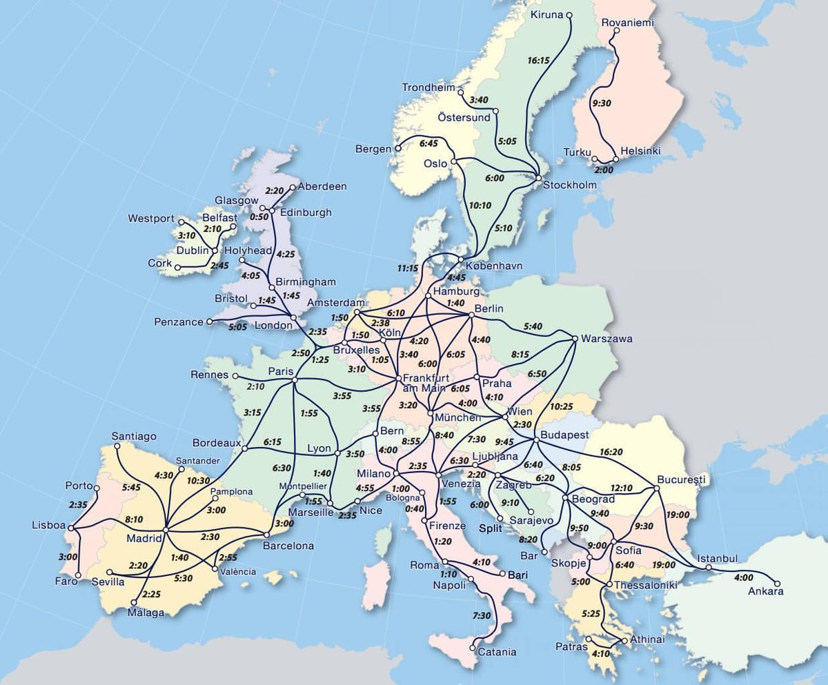 Eurail Norveç haritası
