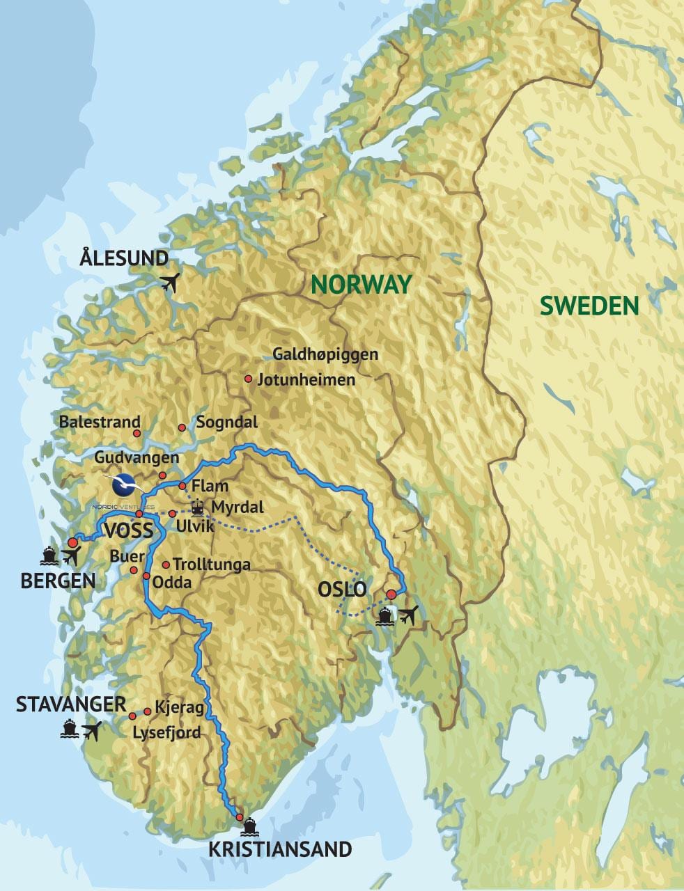Güney batı Norveç göster 