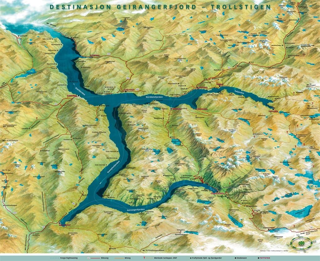 harita geiranger Norveç