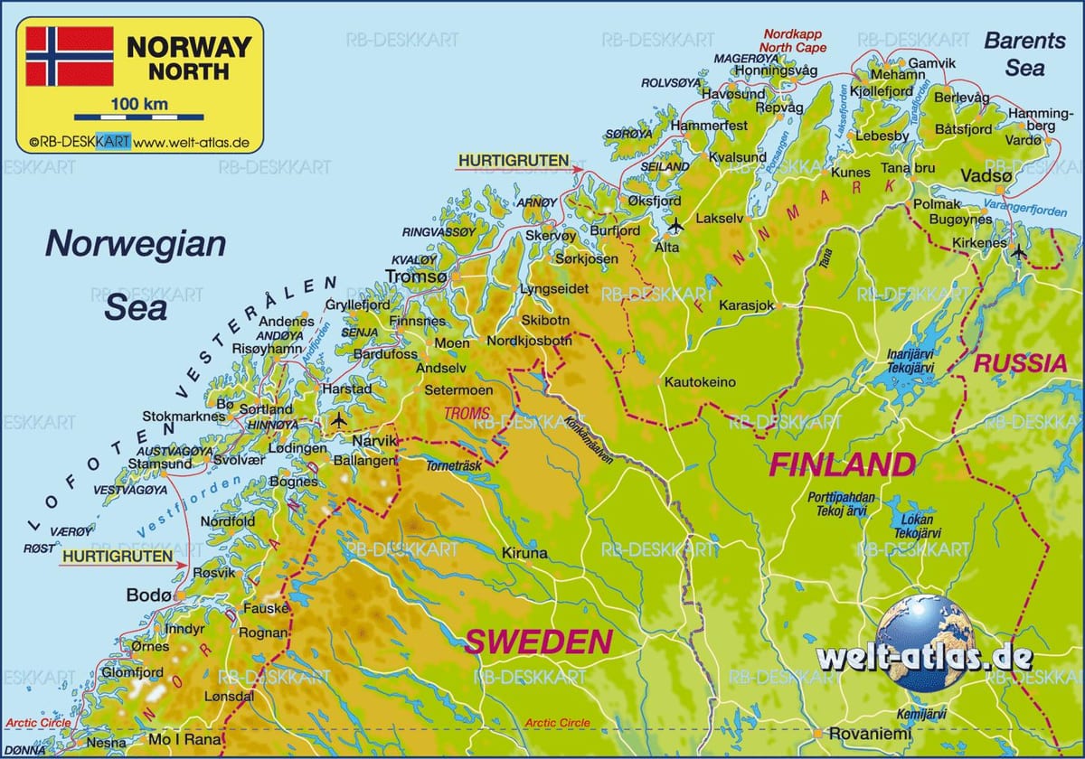 Kirkenes Norveç haritası