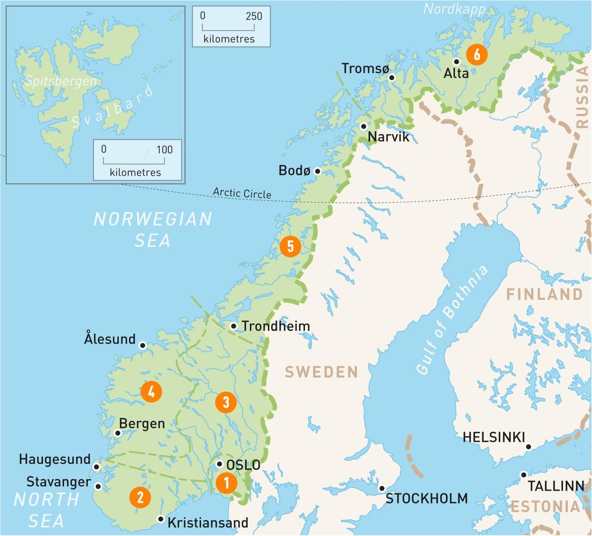 Norveç haritası bölgeler