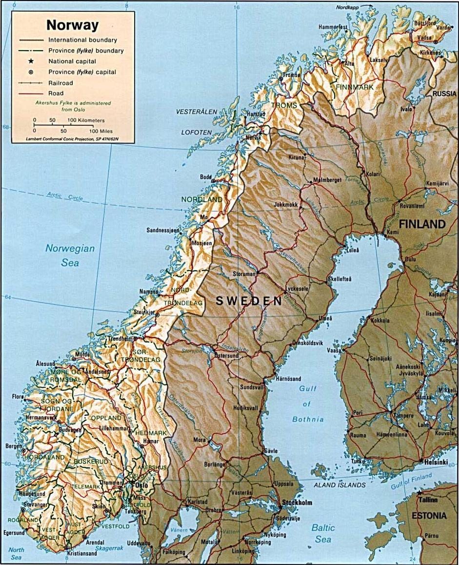 Norveç haritası Dağları