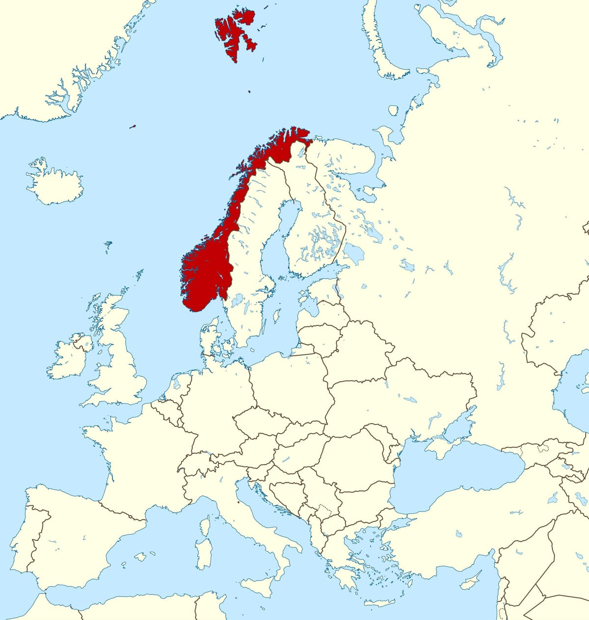 Norveç ve Avrupa haritası