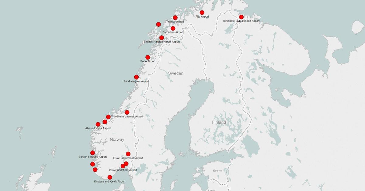 Norveç haritası havaalanları