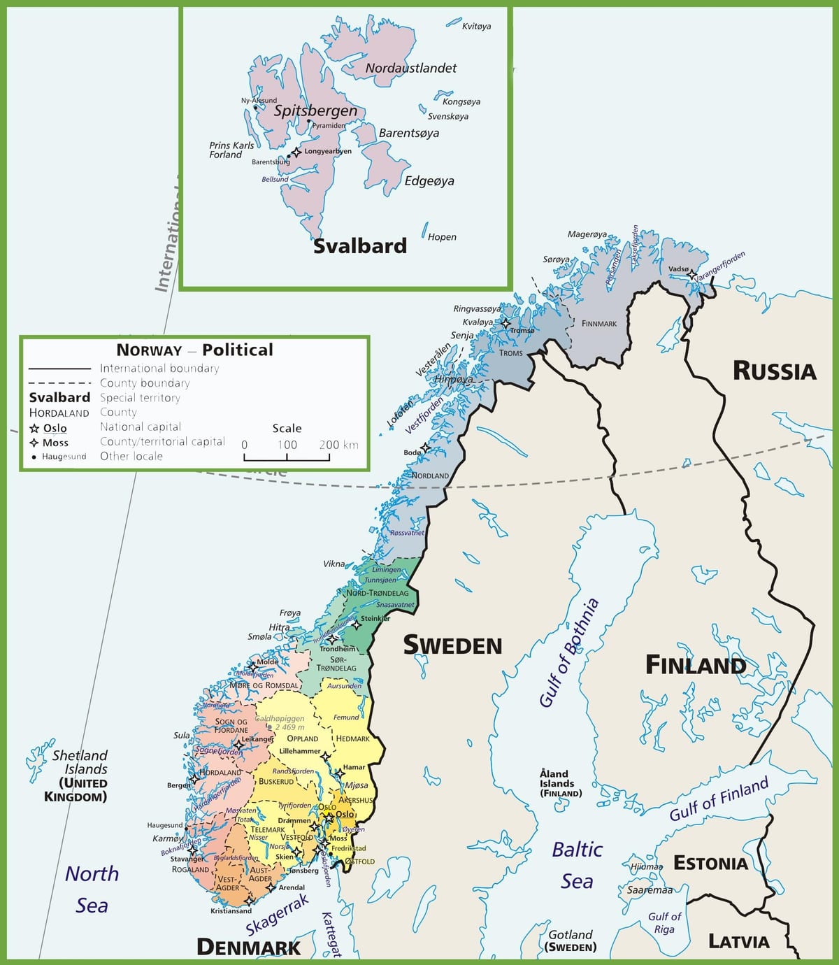Norveç haritası siyasi 