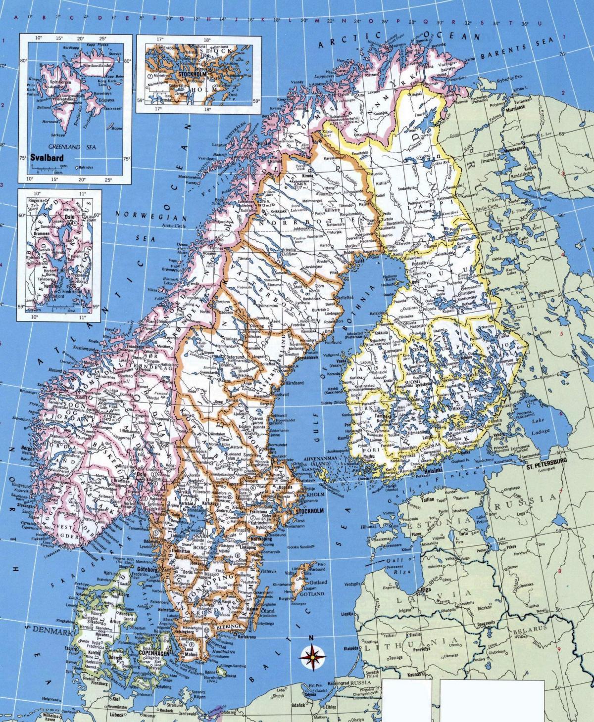 Ayrıntılı Norveç haritası 