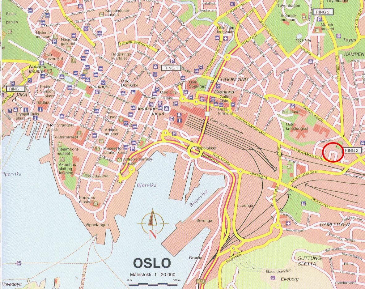 oslo haritası Norveç şehir merkezi
