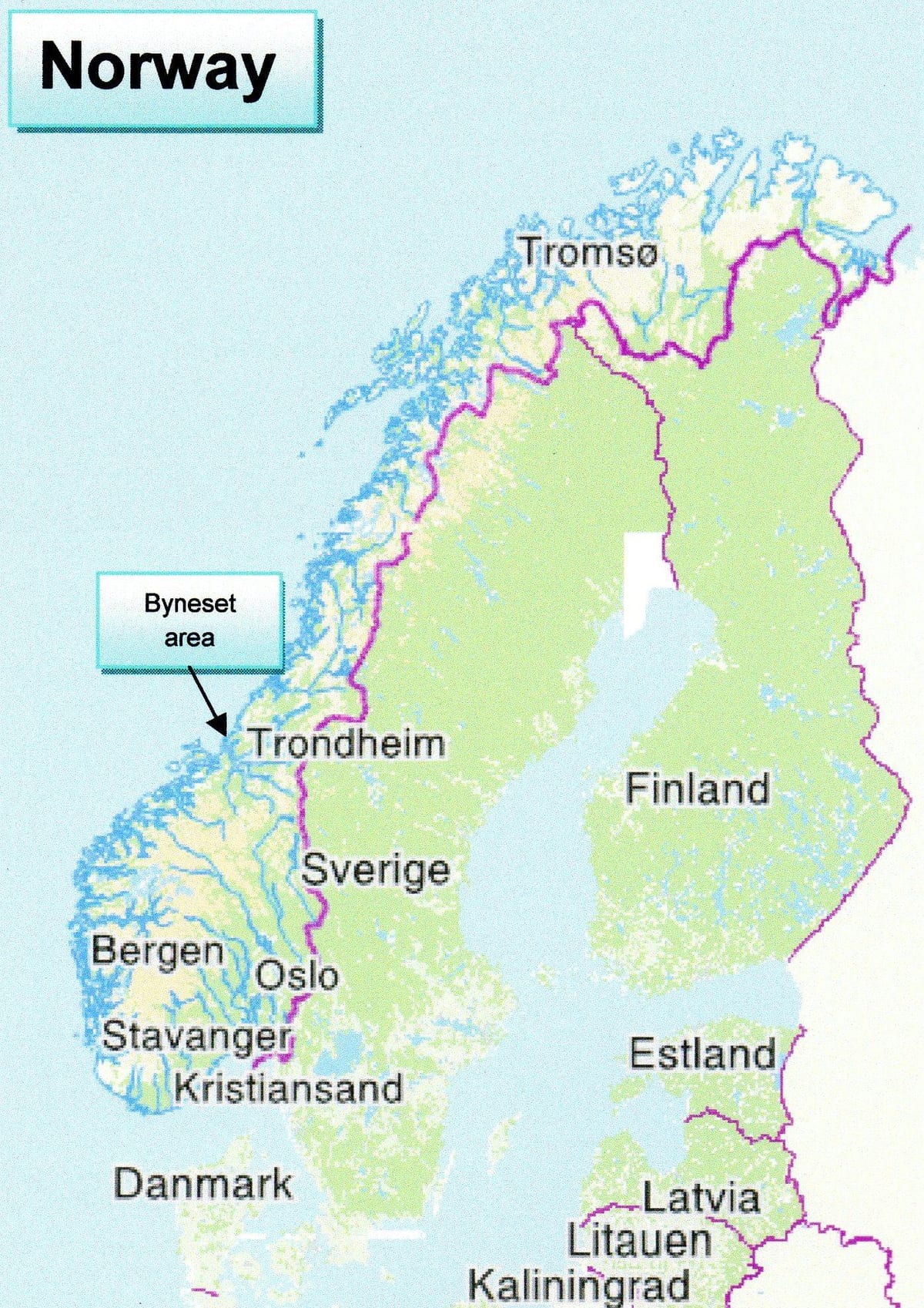 Trondheim Norveç haritası