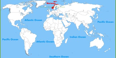 Dünya haritası Norveç gösteriliyor 