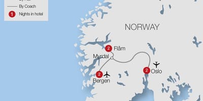 Flam demiryolu Norveç haritası 
