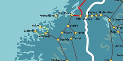 Norveç Kuzey demiryolu haritası 