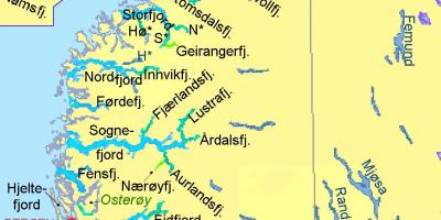 Norveç'in fiyortları gösteren harita 